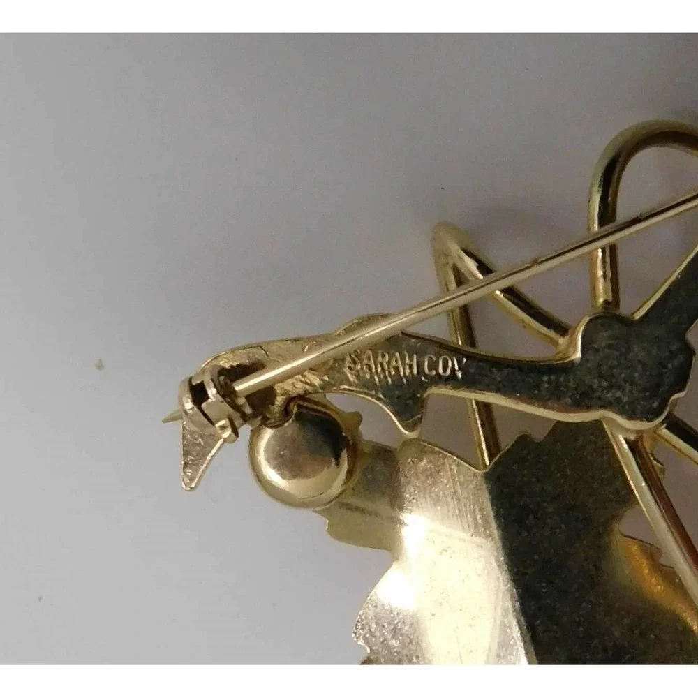 Sarah Cov Gold Tone Branch Leaf Pearl Brooch {in‎